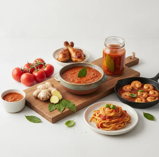 Abbinamenti e usi in cucina della salsa al pomodoro, zenzero e alloro