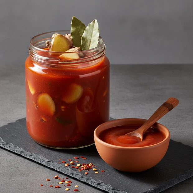 Salsa Piccante al Pomodoro, Zenzero e Alloro
